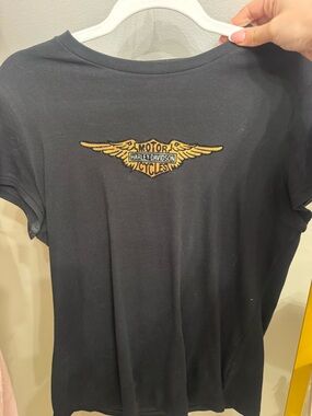 Harley-Davidson Black Tee with Gold Wing Emblem